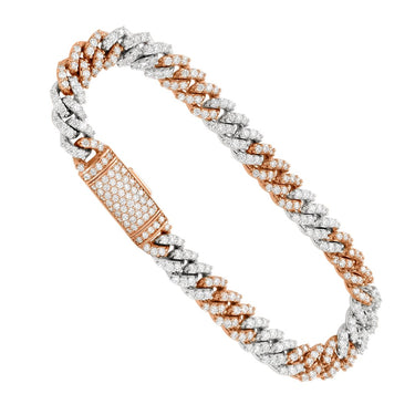 Diamond Cuban in 14k Two Tone Gold 5.37 Ctw